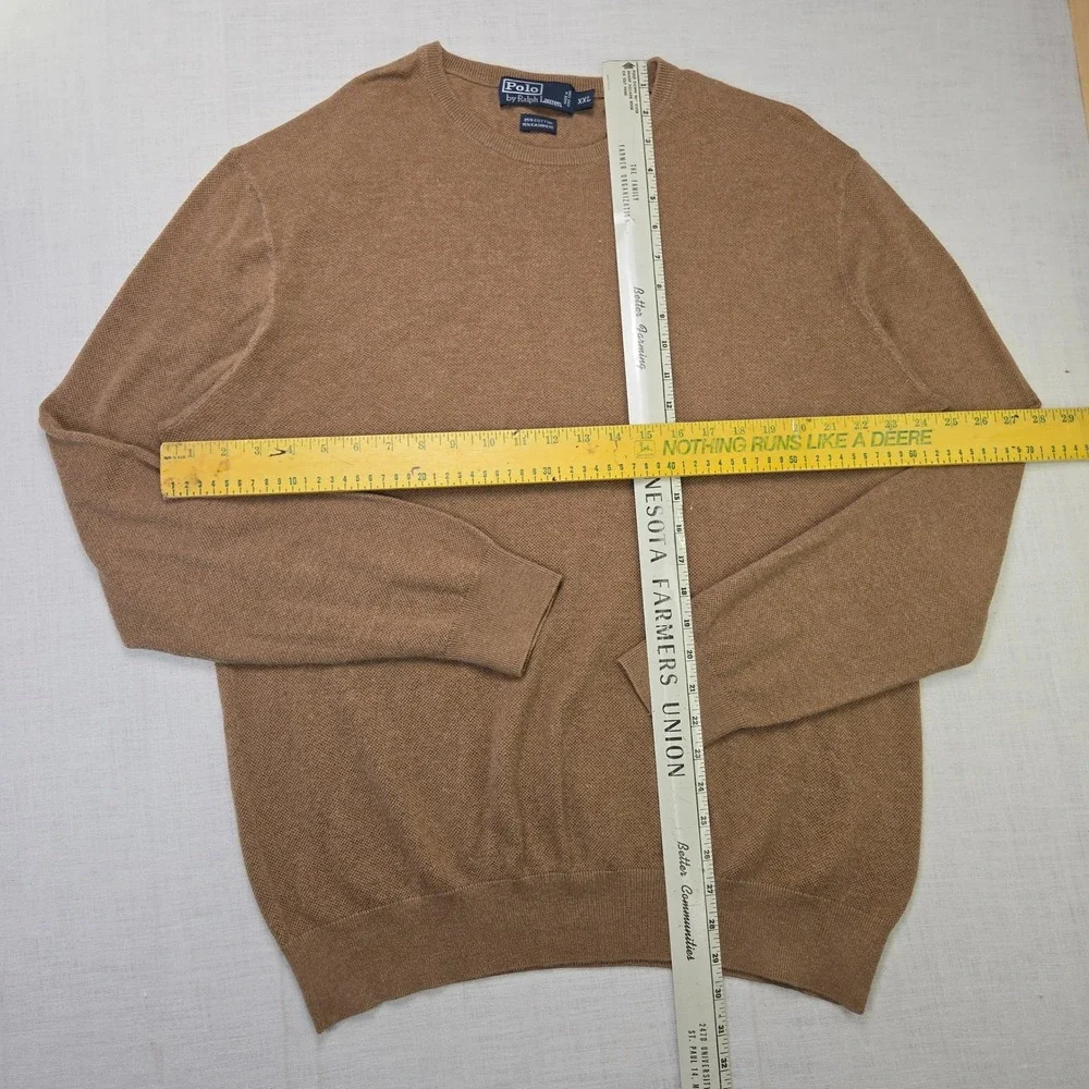 Polo Ralph Lauren Cashmere Blend Sweater XXL Men's Brown Tan Crewneck Soft Knit‎